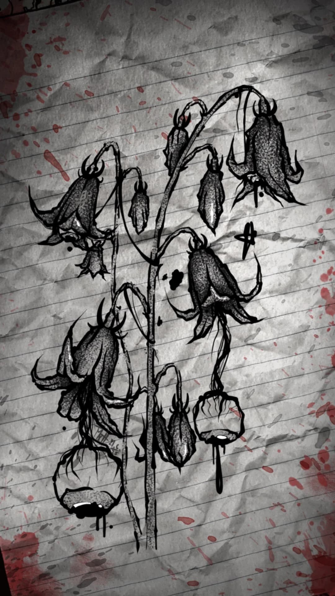 Eye Lilly – Dark Botanical Pen Illustration by TSUMETAI