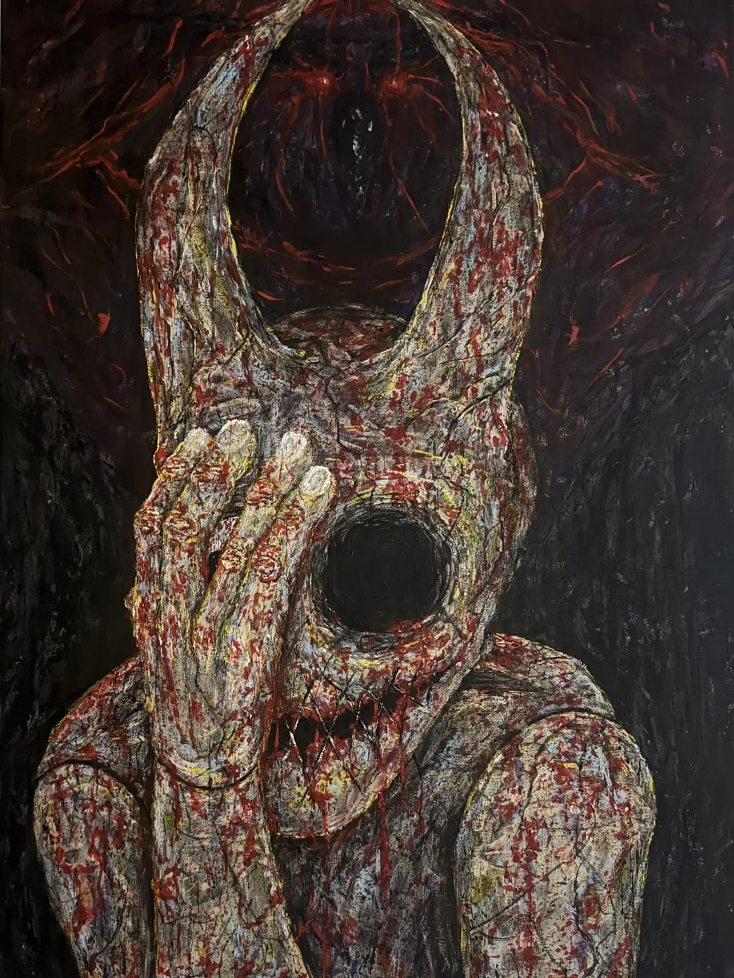 PET – Dark Surrealist Horned Figure Painting by TSUMETAI