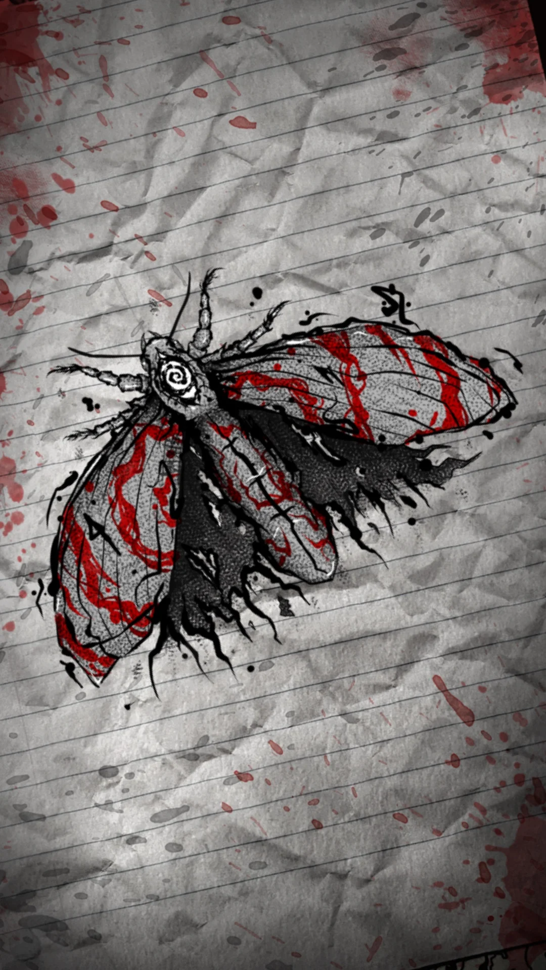 MOTH Digital – Dark Moth Illustration with Red-Veined Wings