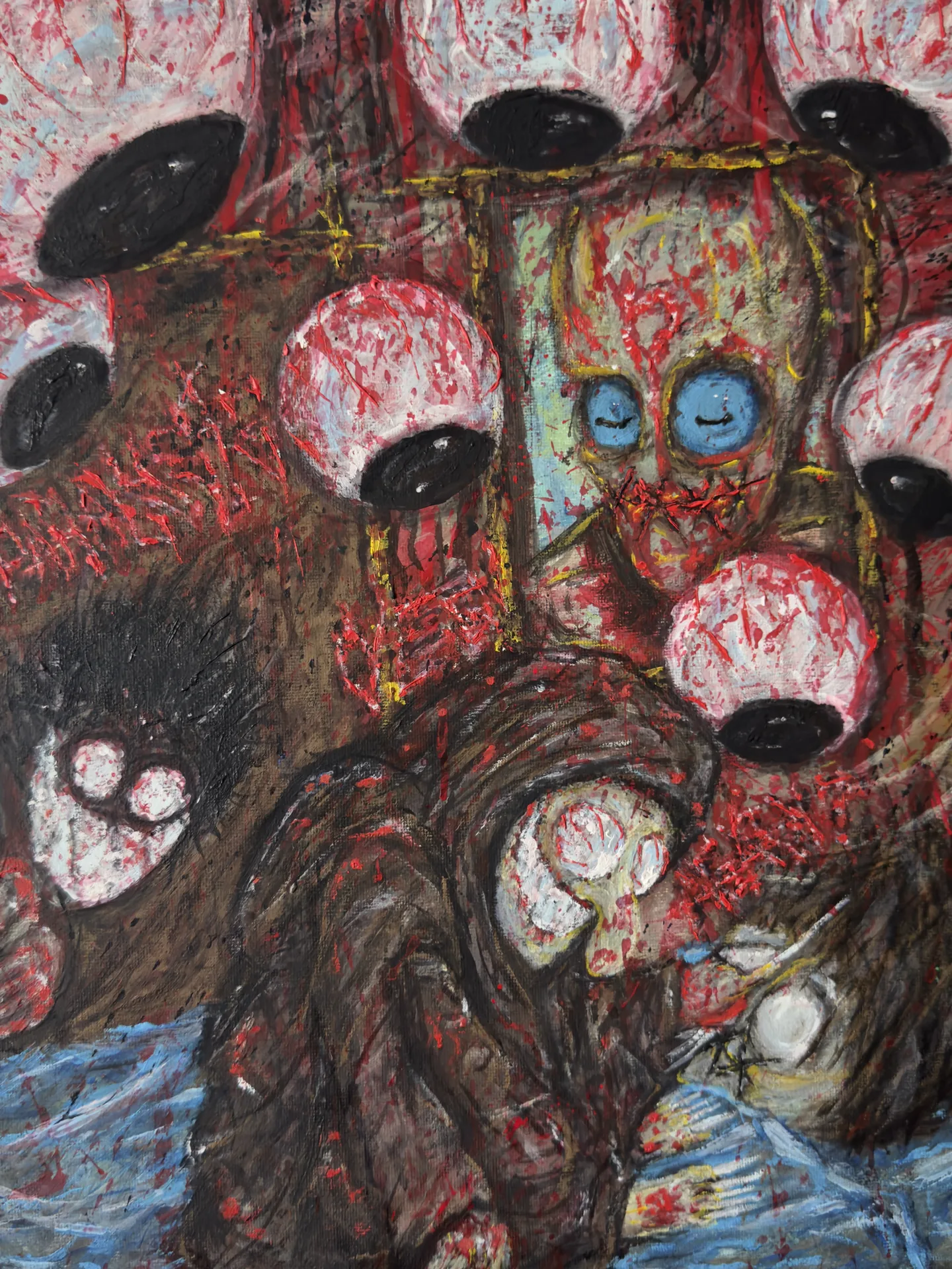 Paralysis – Dark Surrealist Painting of Psychological Horror by TSUMETAI