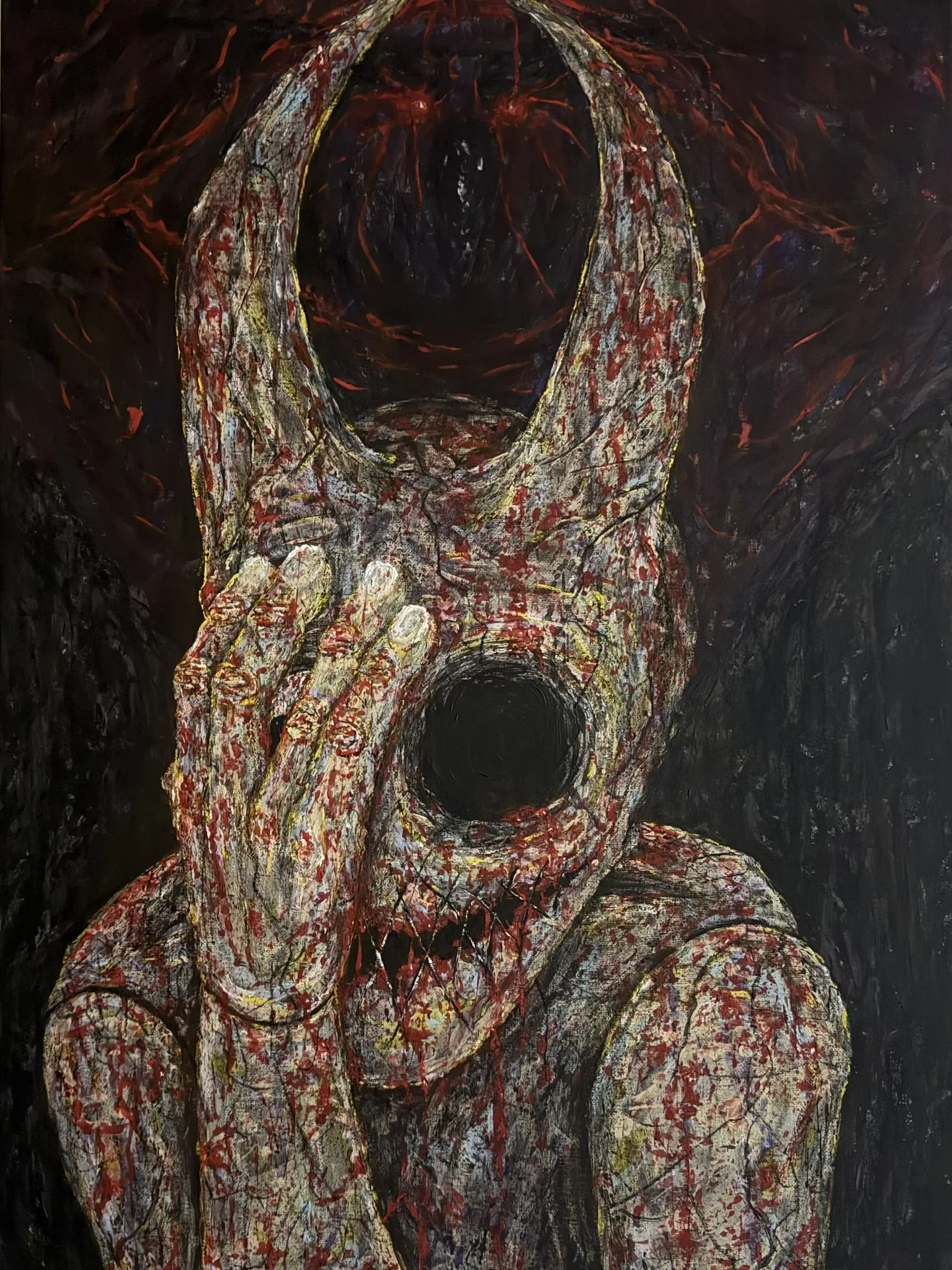 PET – Dark Surrealist Horned Figure Painting by TSUMETAI